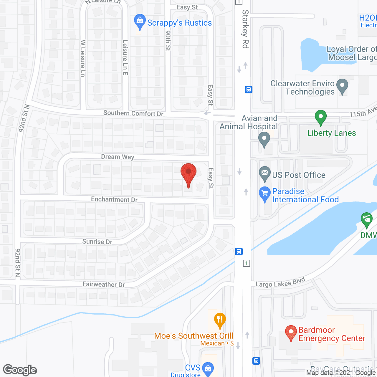 Map of the neighborhood around The Enchantment House ALF