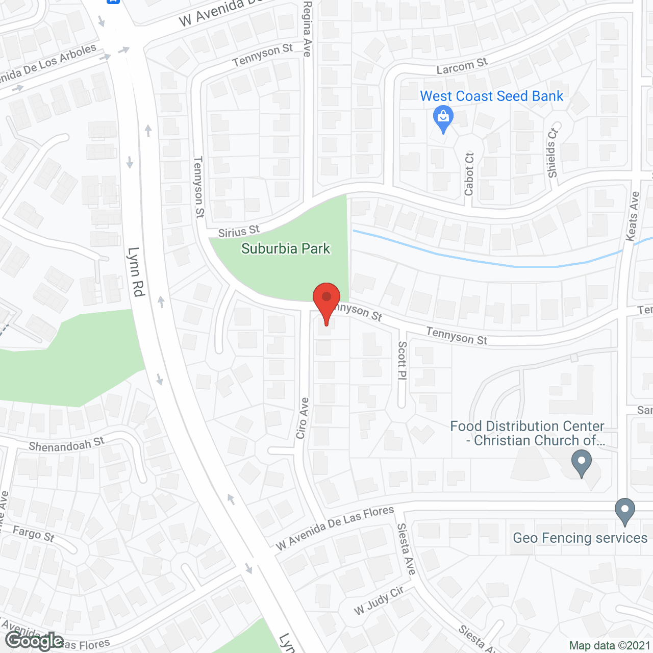 Map of the neighborhood around Thousand Oaks Home Care I