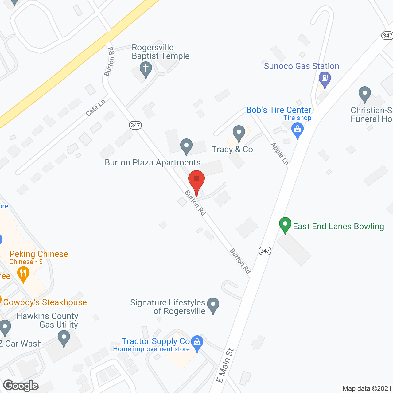 Map of the neighborhood around Burton Plaza Apartments