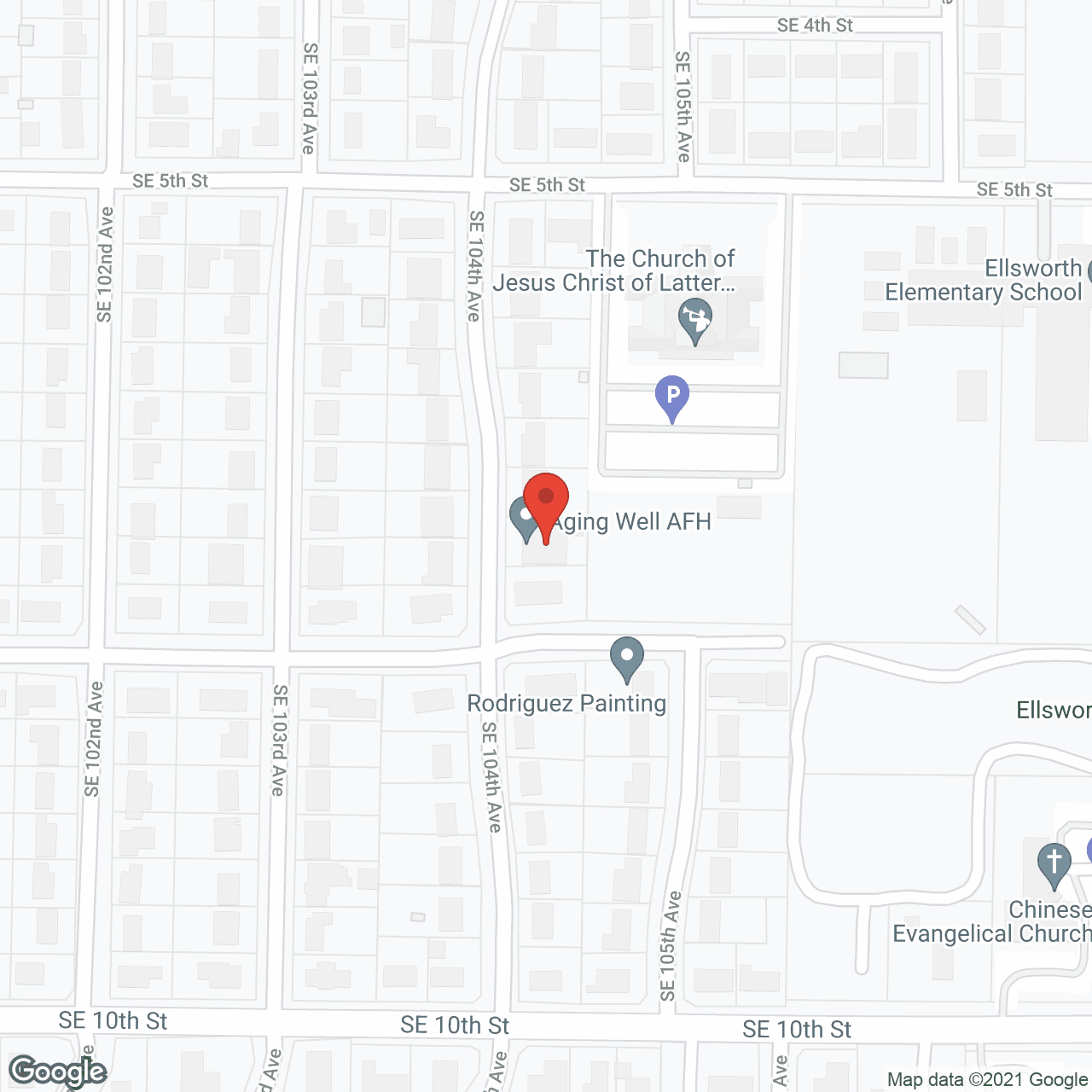 Map of the neighborhood around Aging Well