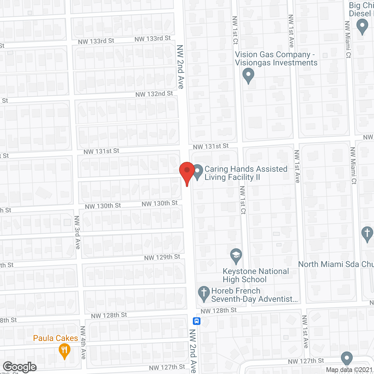 Map of the neighborhood around Caring Hands Assisted Living Facility II