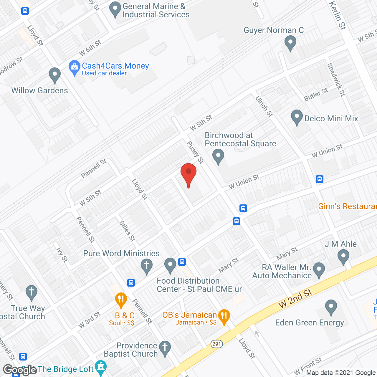 Map of the neighborhood around Pentecostal Square