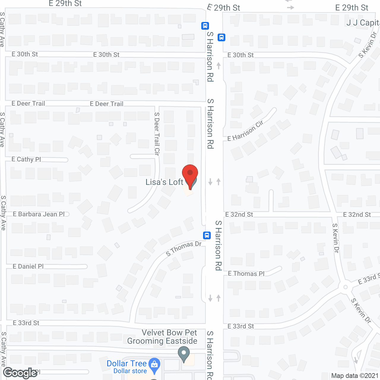 Map of the neighborhood around Lisa's Loft