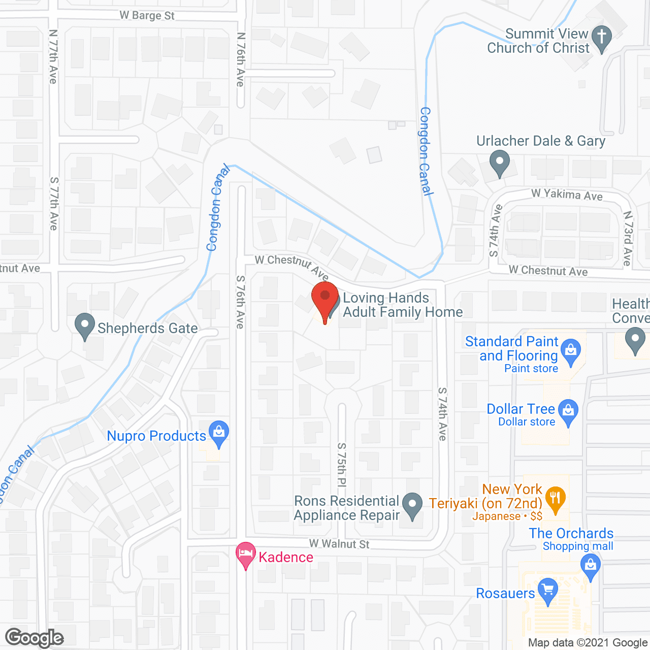 Map of the neighborhood around Loving Hands AFH