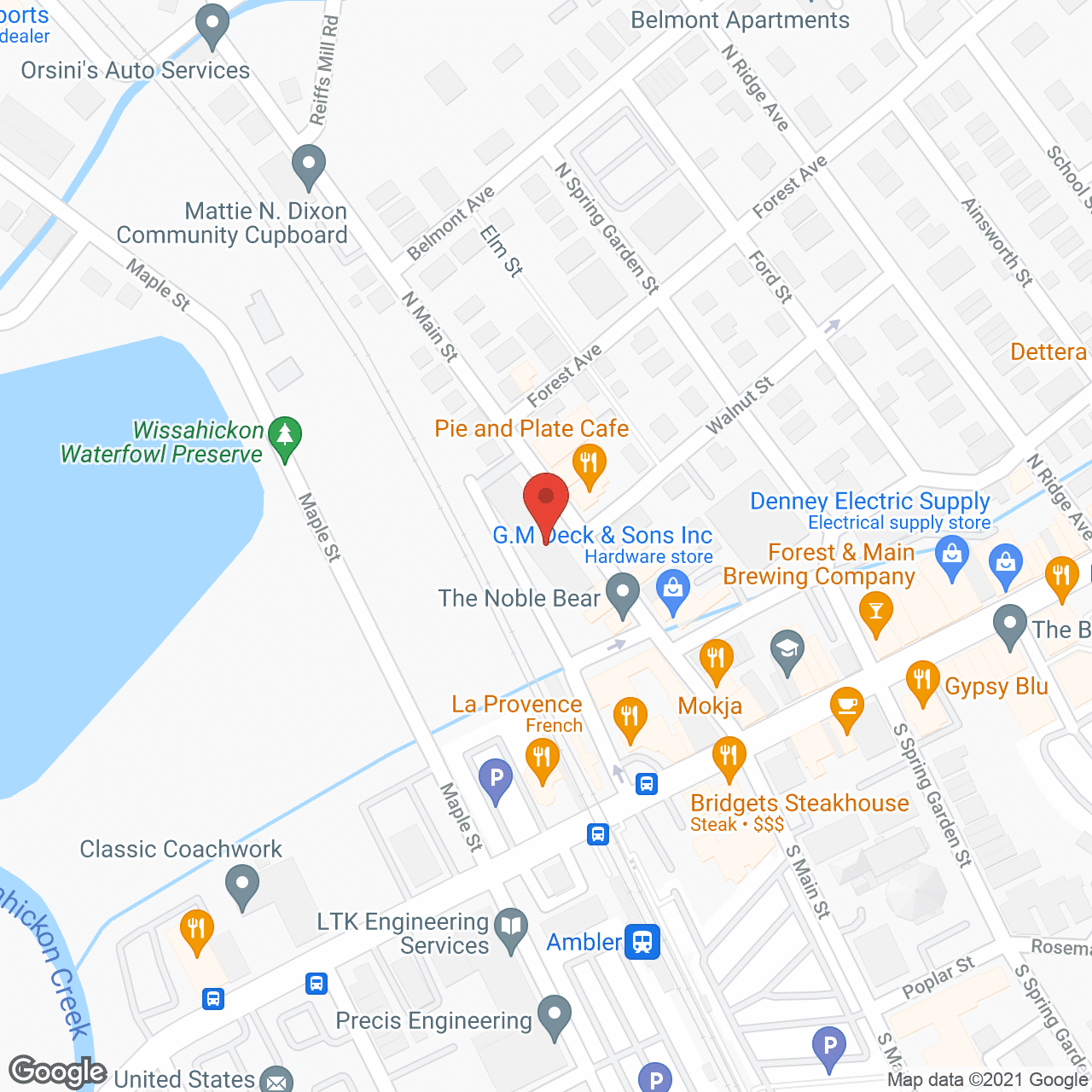 Map of the neighborhood around Ambler Manor