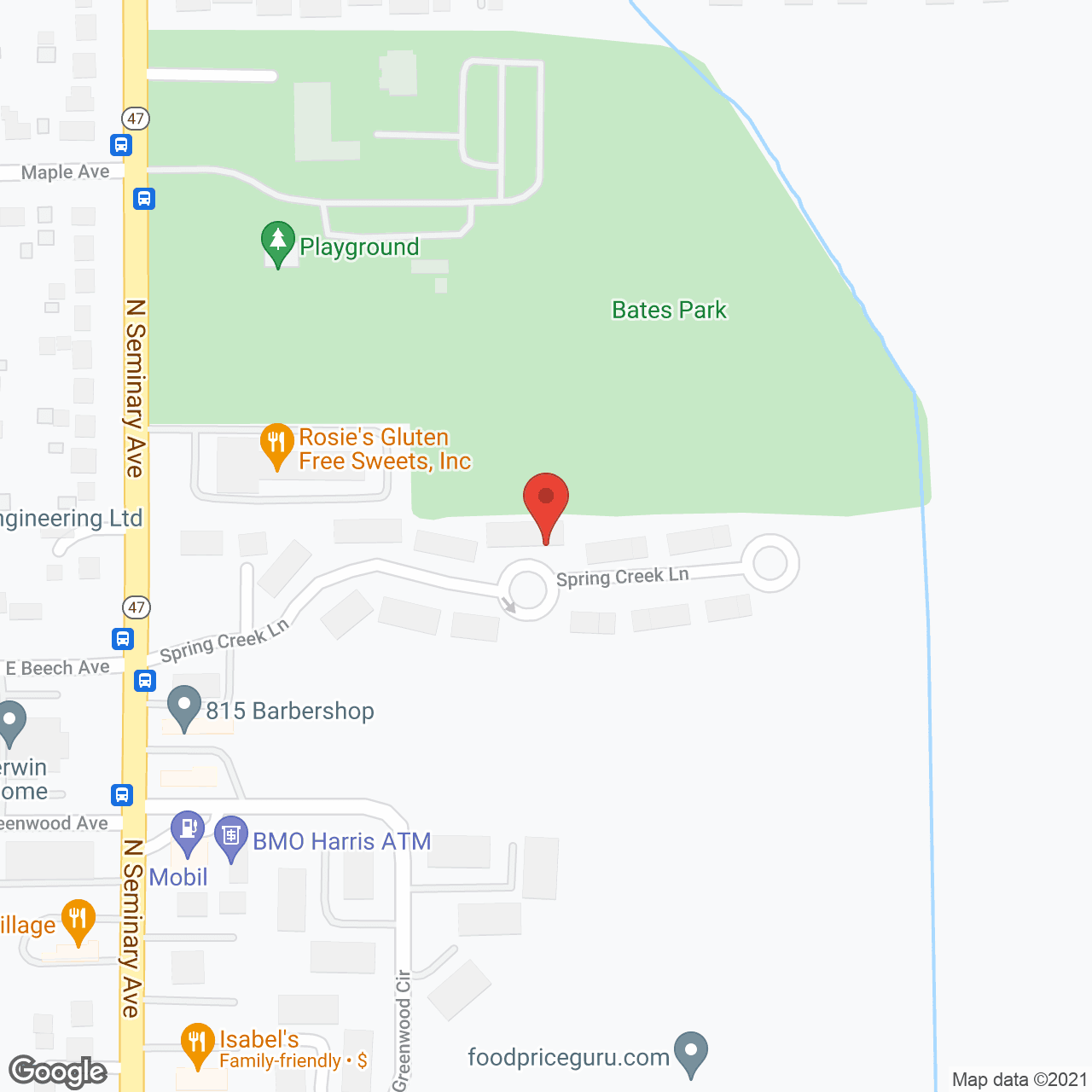 Map of the neighborhood around Woodstock Senior Lane