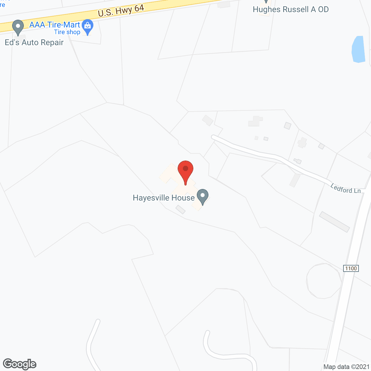 Map of the neighborhood around Hayesville House