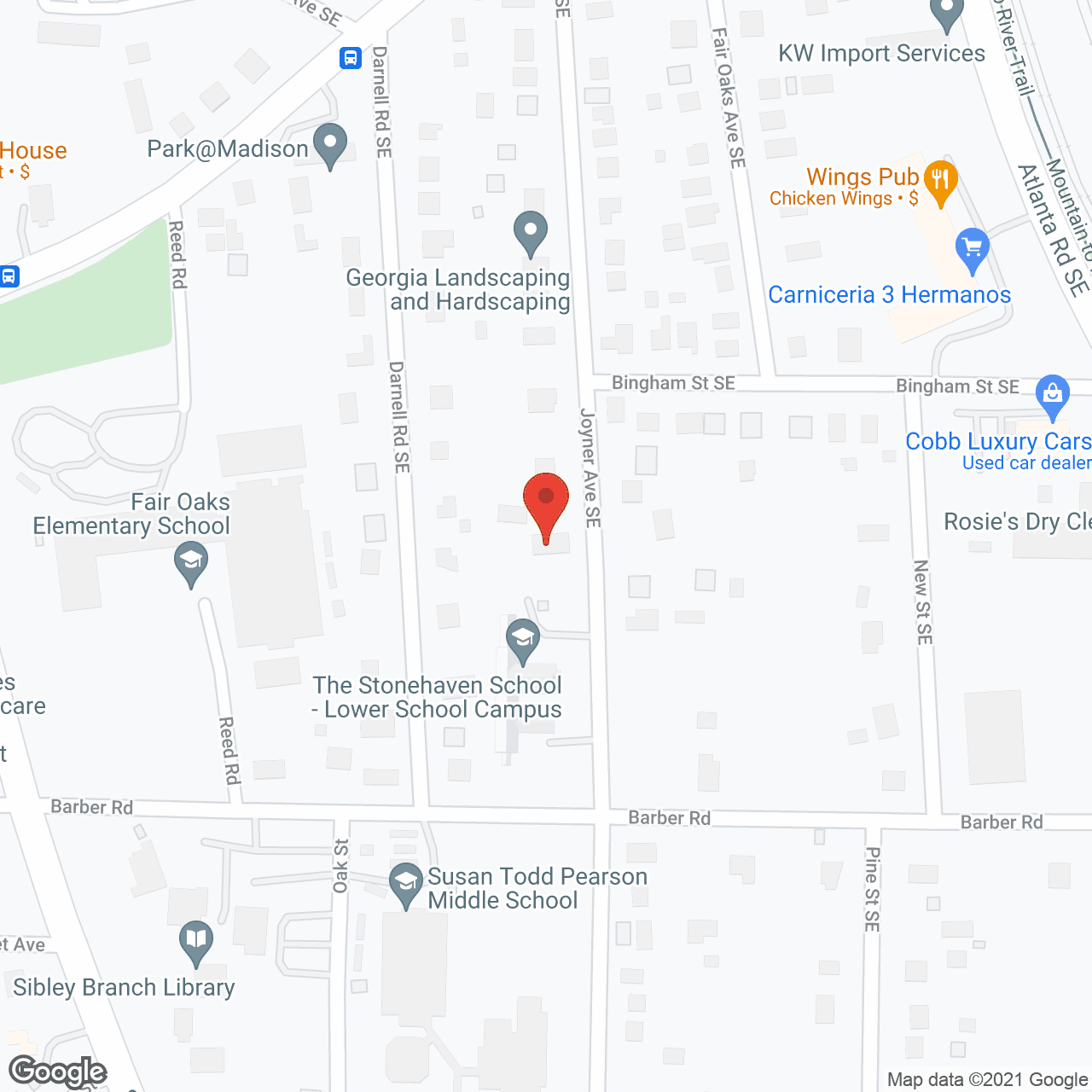 Map of the neighborhood around Charlie's Home