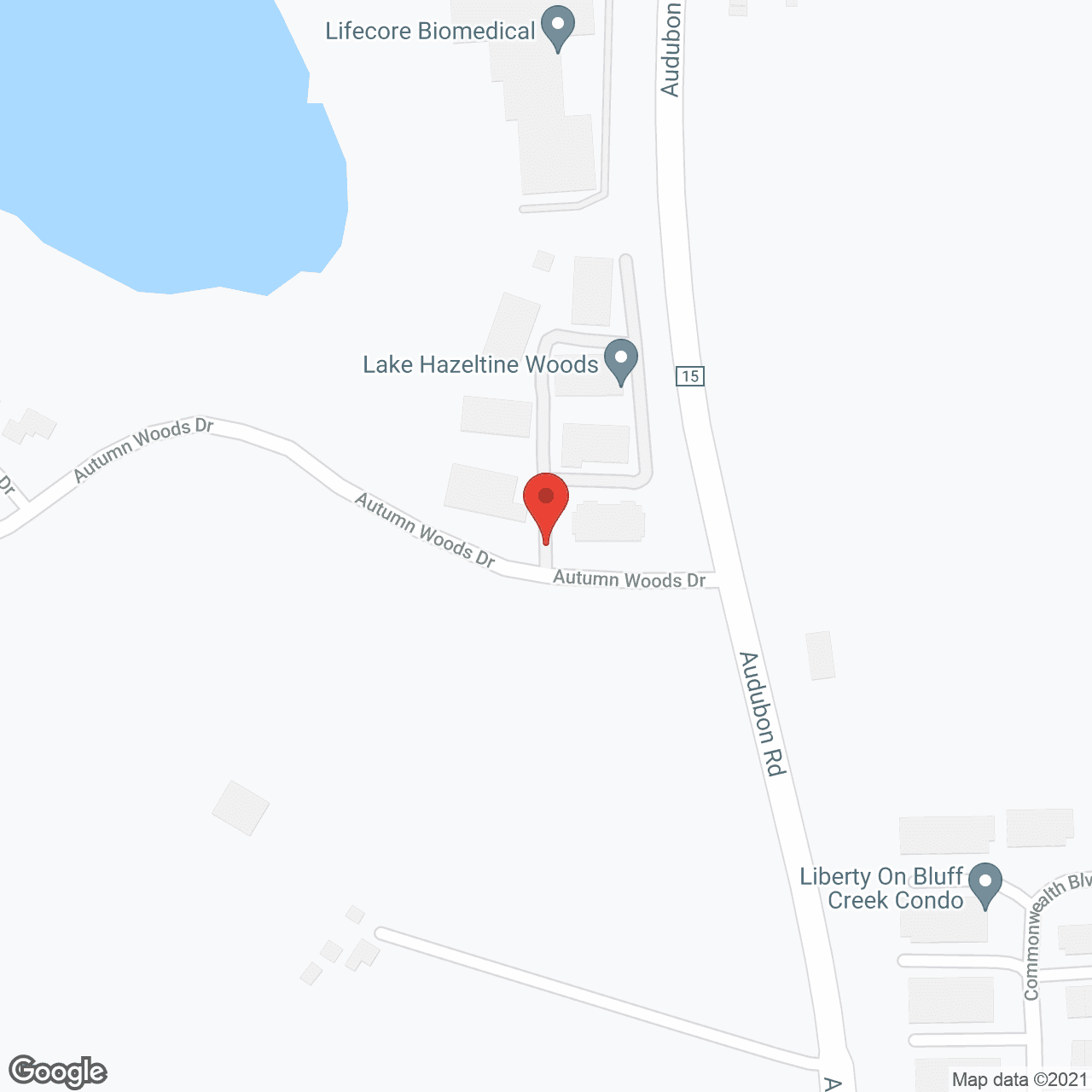 Map of the neighborhood around Lake Hazeltine Woods