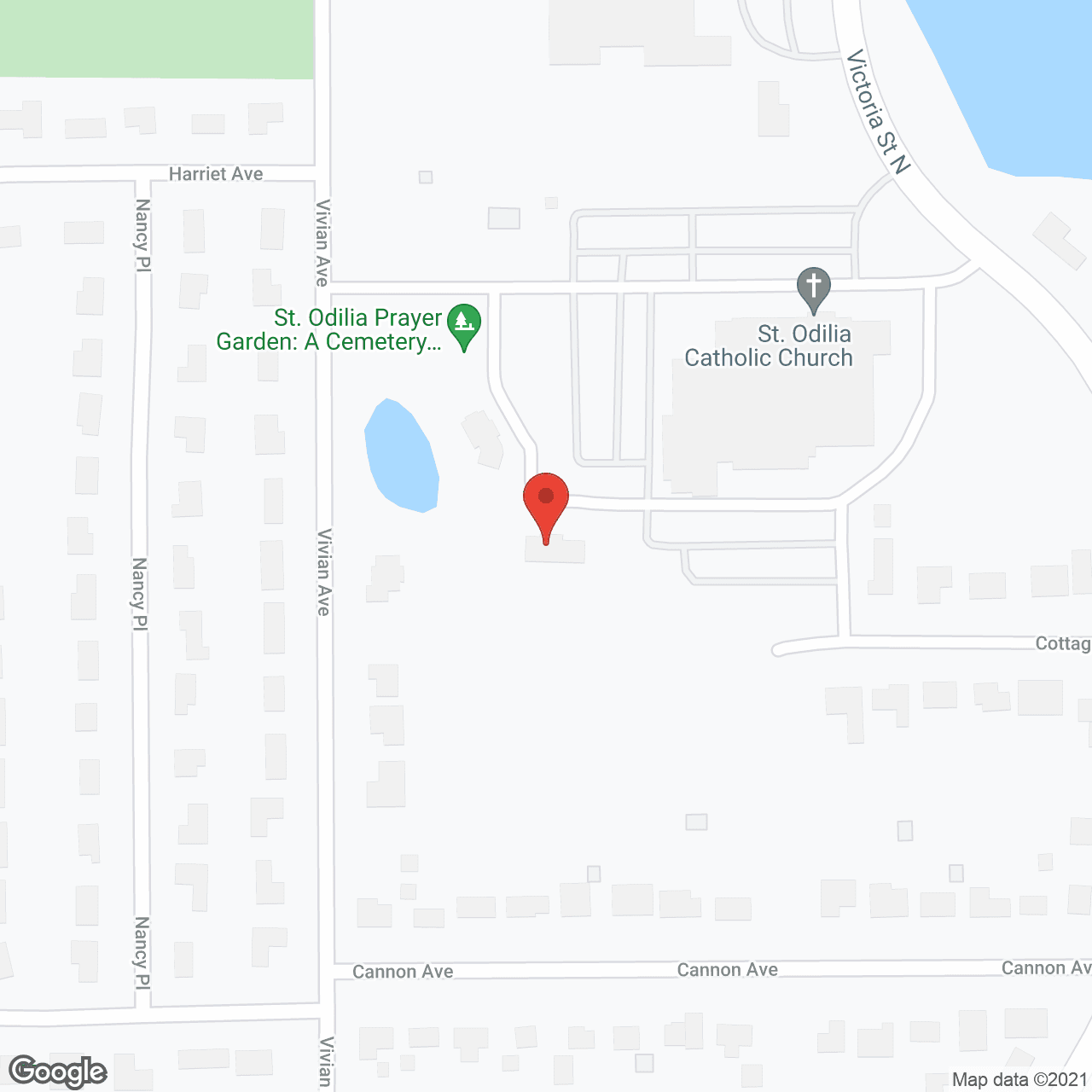 Map of the neighborhood around Saint Therese at St. Odilia