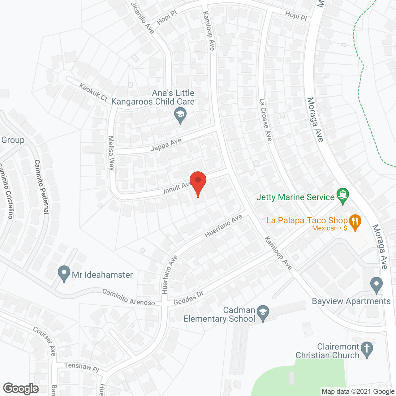 Map of the neighborhood around Avalon Palms
