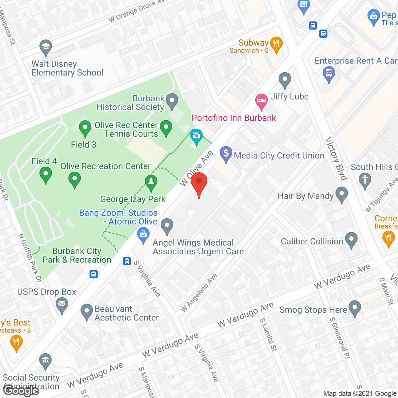 Map of the neighborhood around Olive Court Apartments