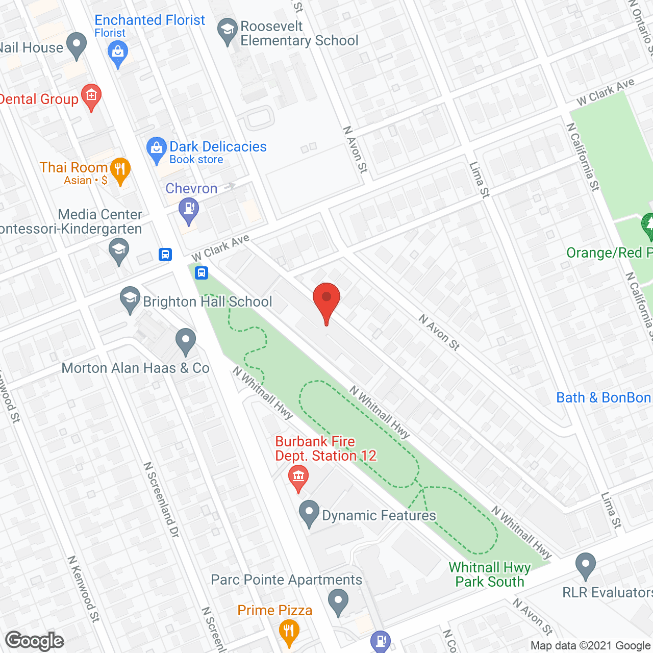 Map of the neighborhood around Park Avenue Apartments