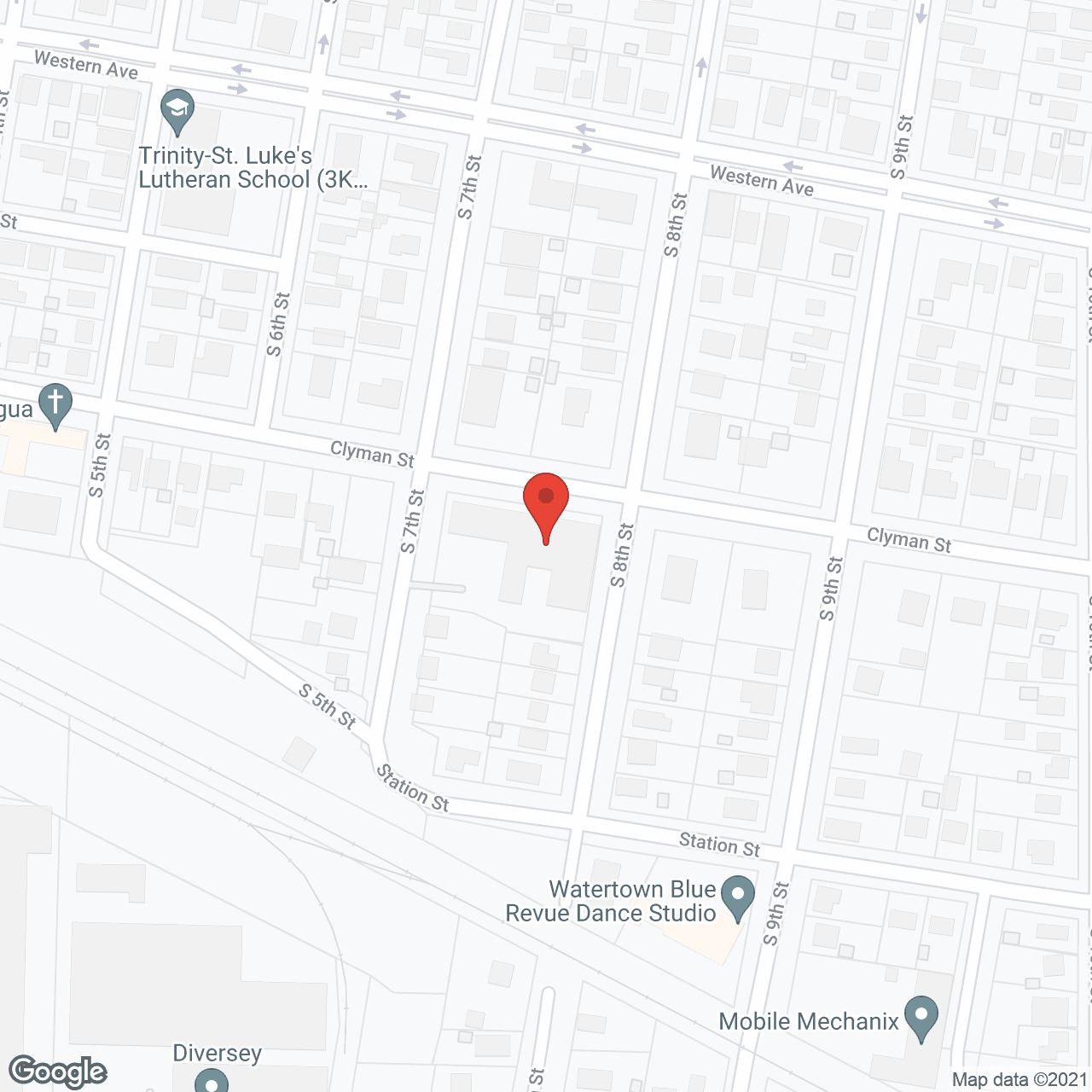 Map of the neighborhood around The Landmark Building