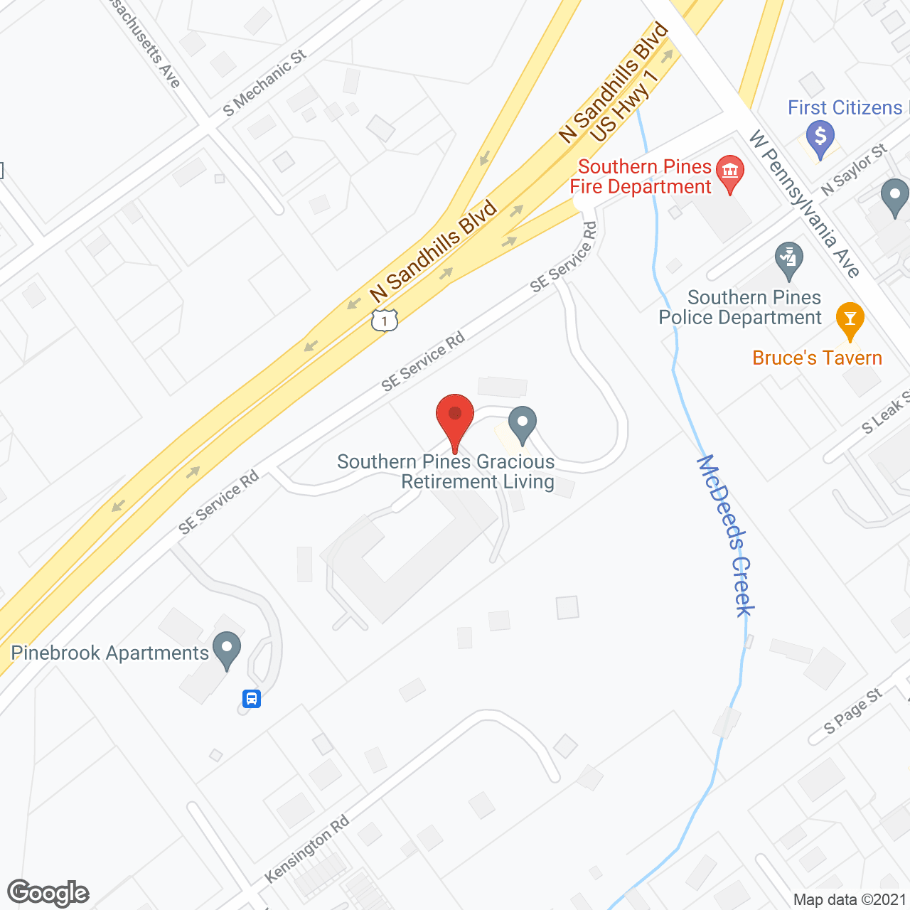 Map of the neighborhood around Southern Pines