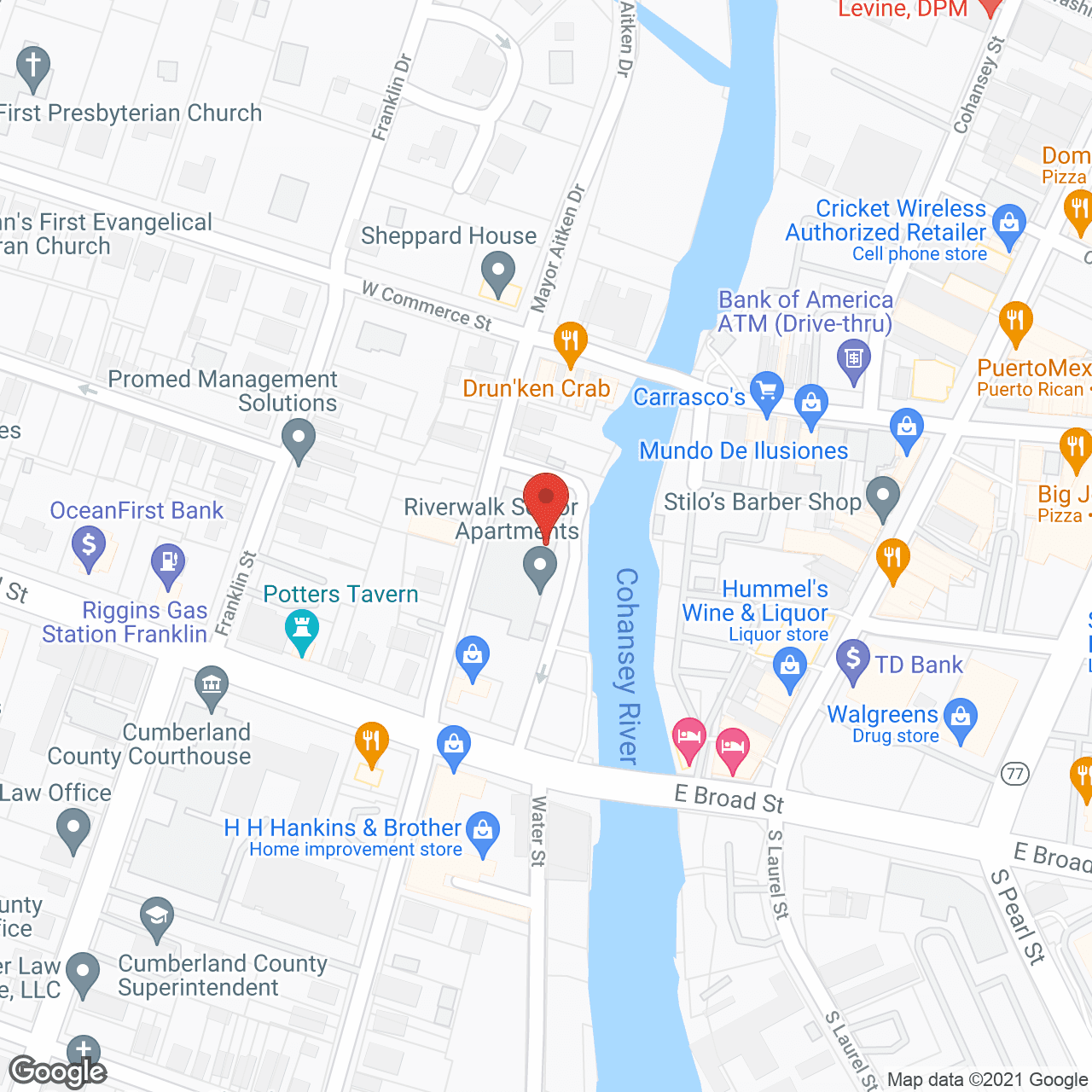 Map of the neighborhood around Riverwalk Senior Apartments