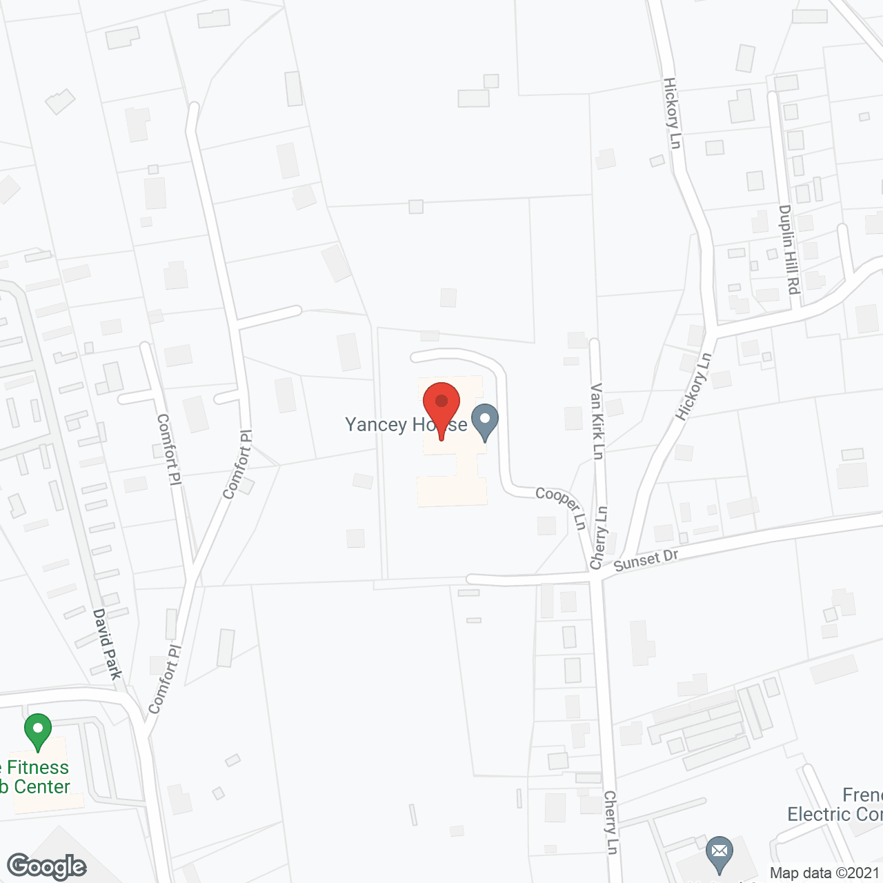 Map of the neighborhood around Yancey House