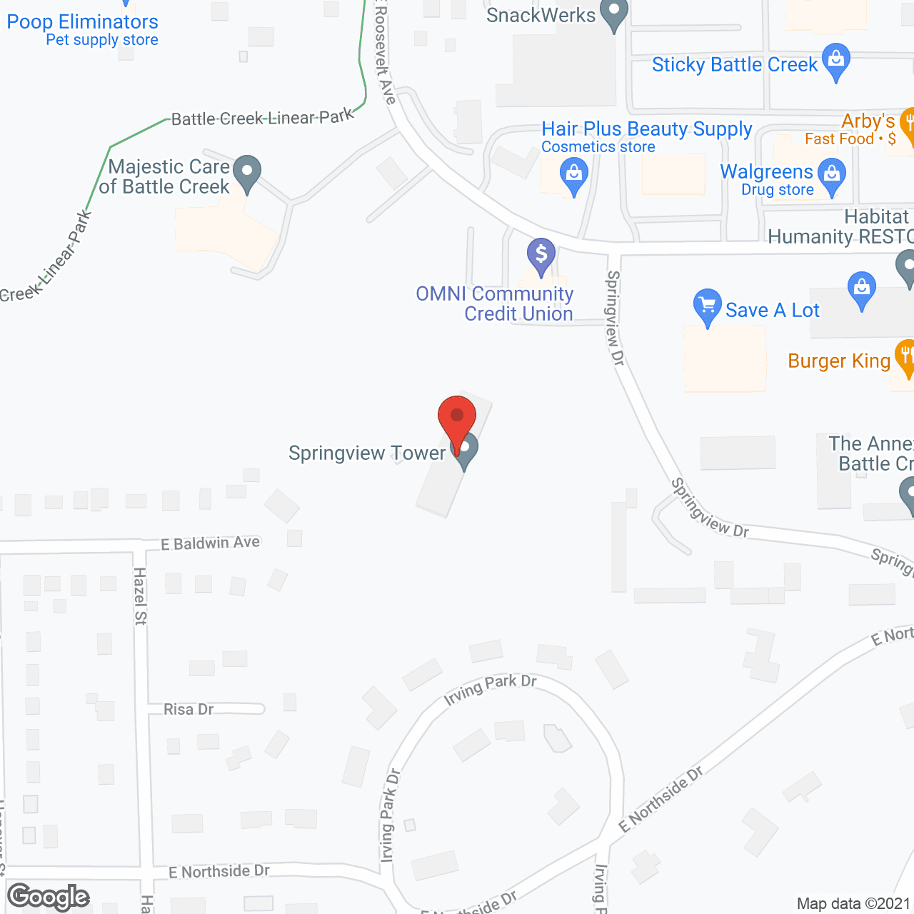 Map of the neighborhood around Springview Tower