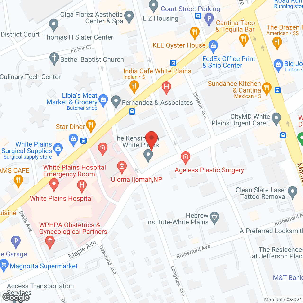 Map of the neighborhood around The Kensington White Plains