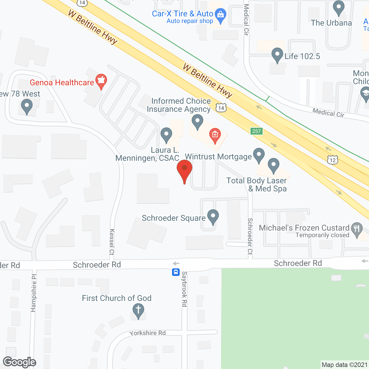Map of the neighborhood around Wellington Circle Apartments