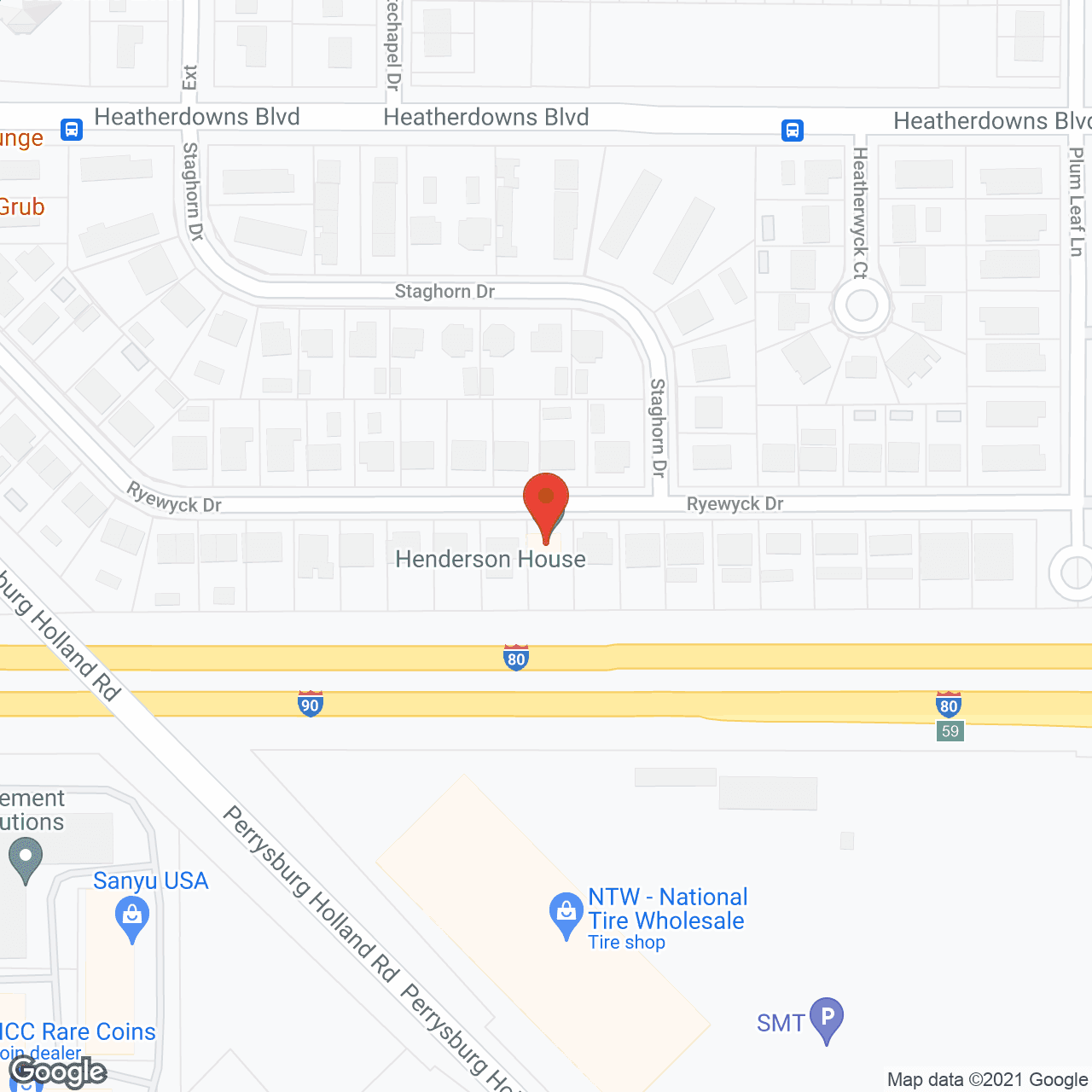 Map of the neighborhood around Henderson House Assisted Living