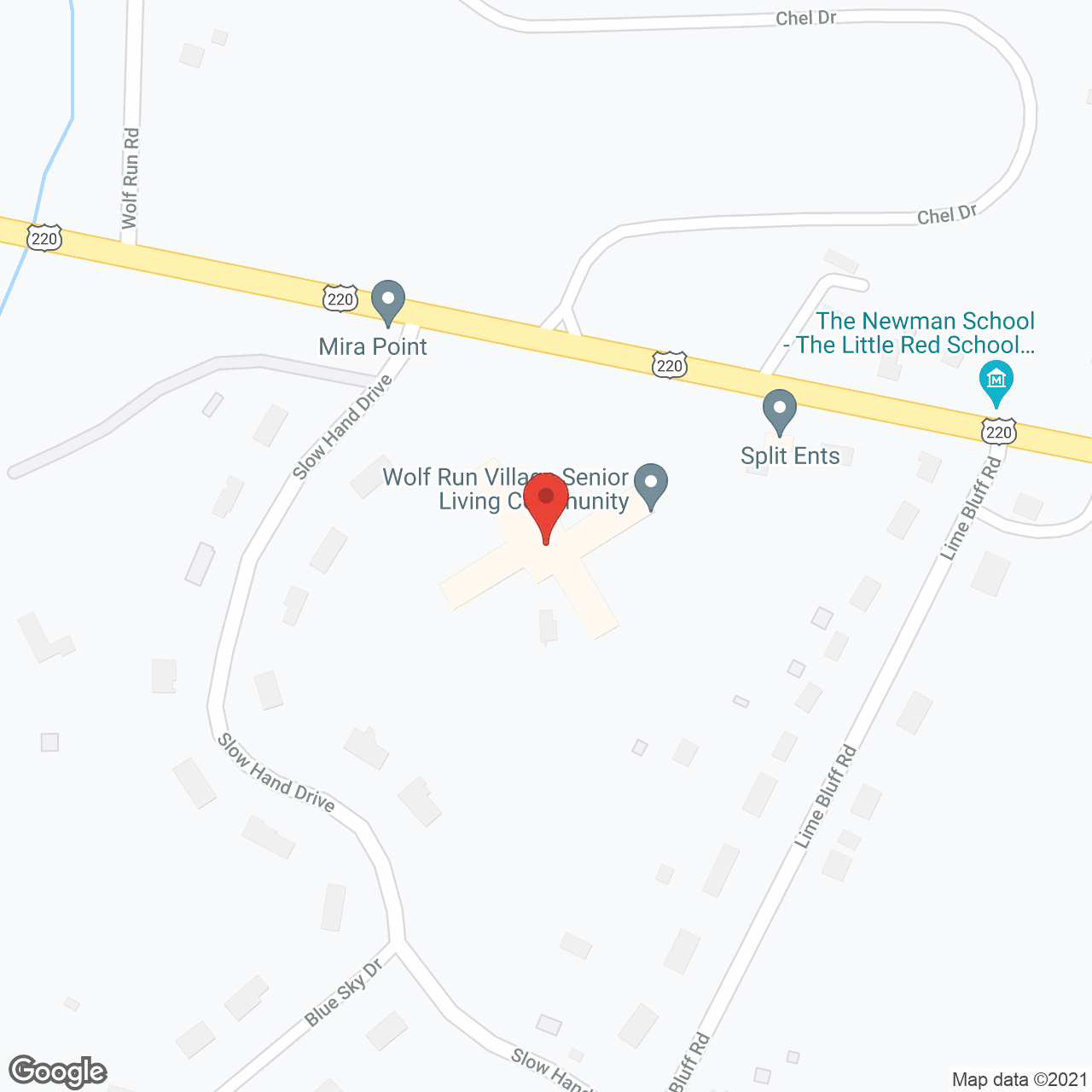 Map of the neighborhood around Wolf Run Village