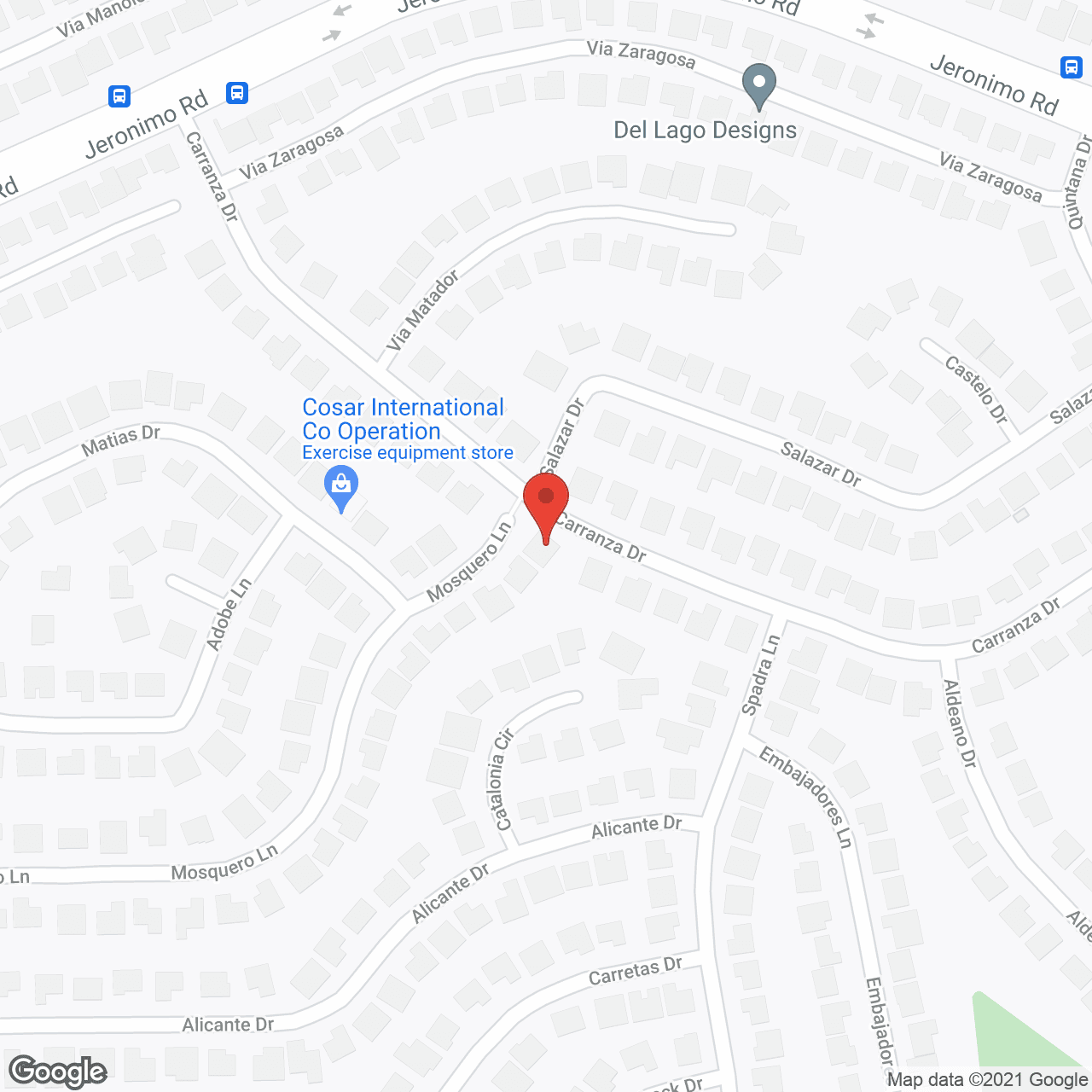 Map of the neighborhood around Tranquil Woods