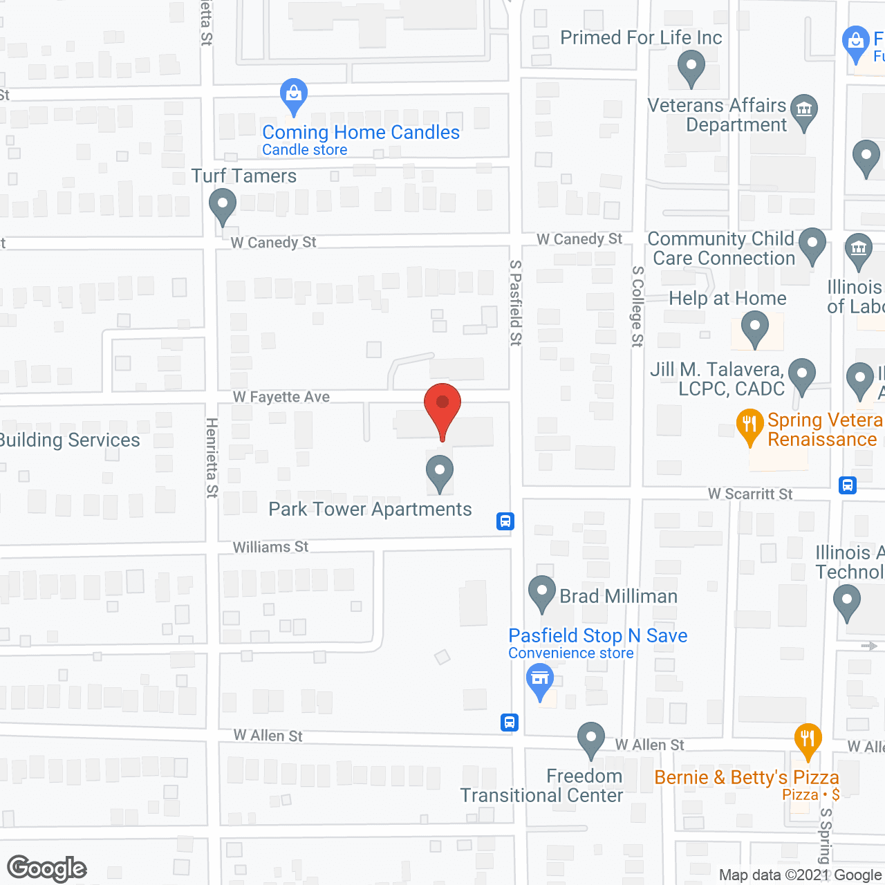 Map of the neighborhood around Park Towers