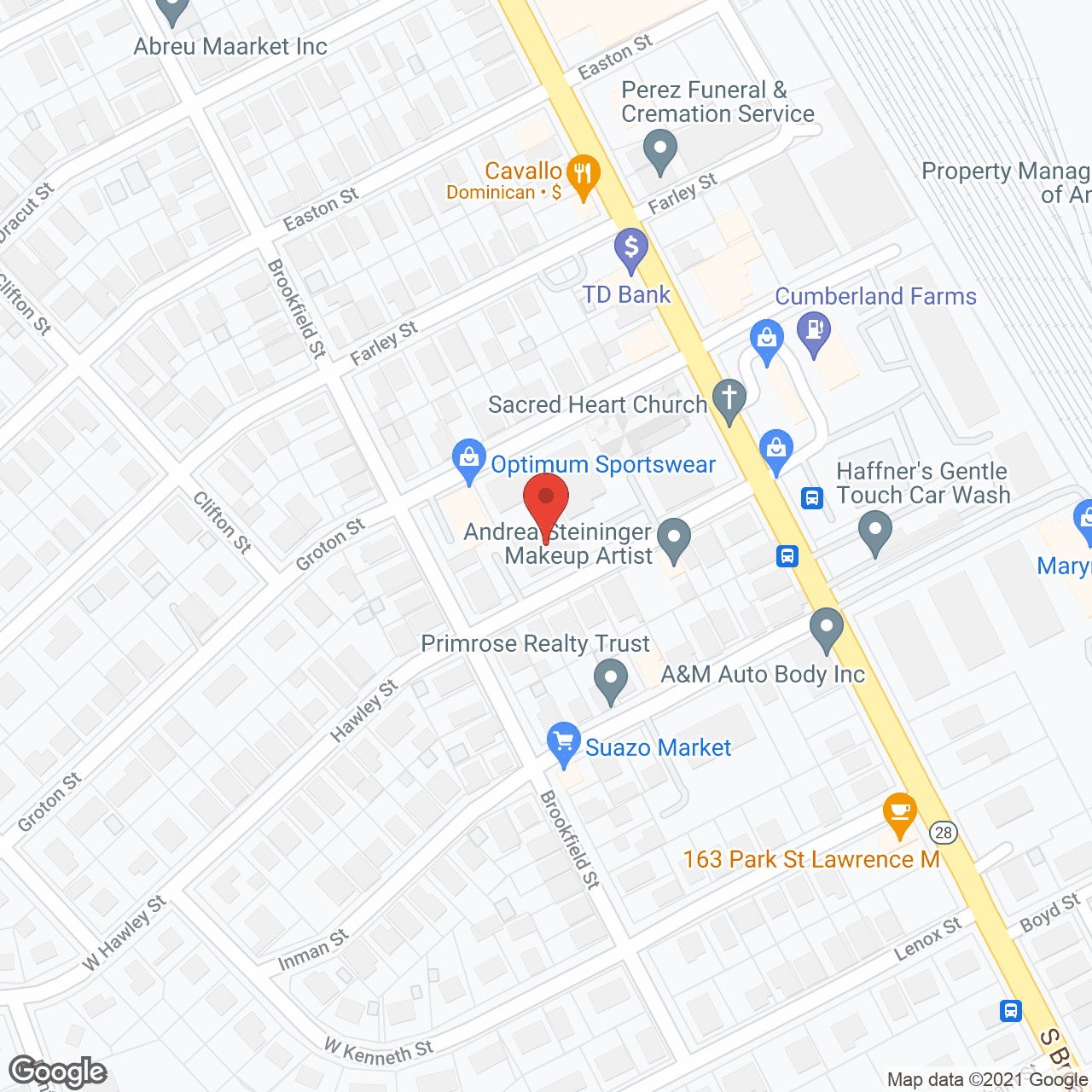 Map of the neighborhood around Sacred Heart Apartments