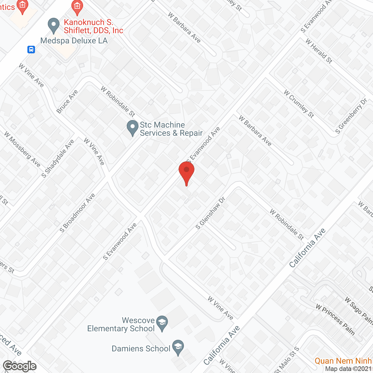 Map of the neighborhood around Ya Ya's House