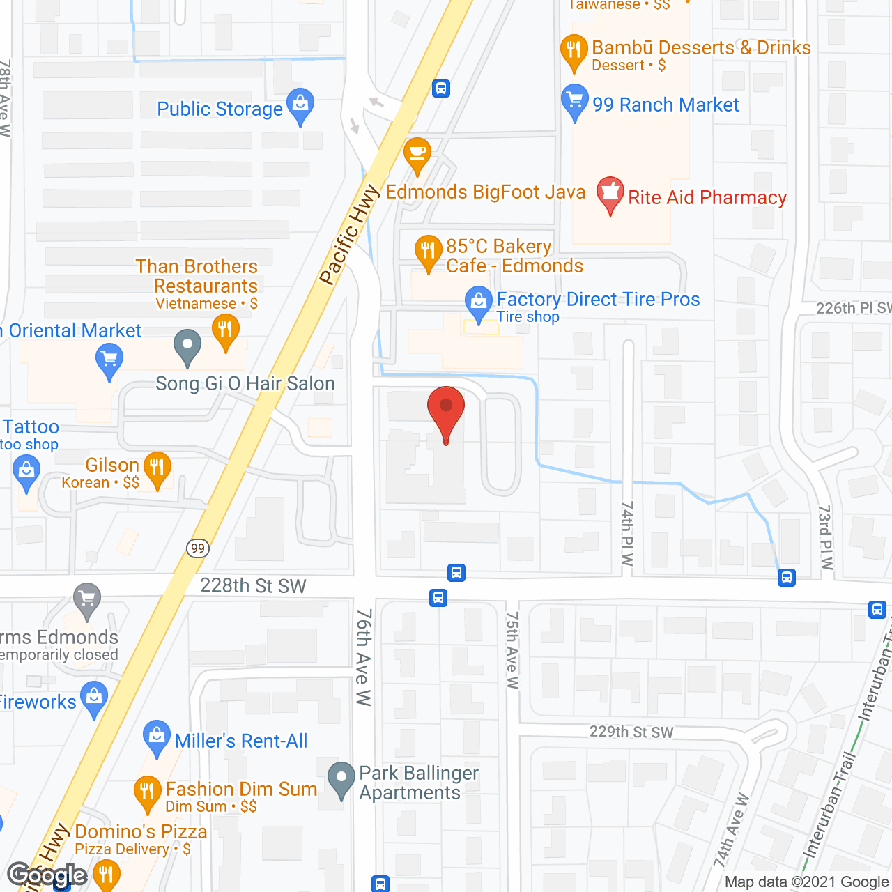 Map of the neighborhood around Ballinger Court