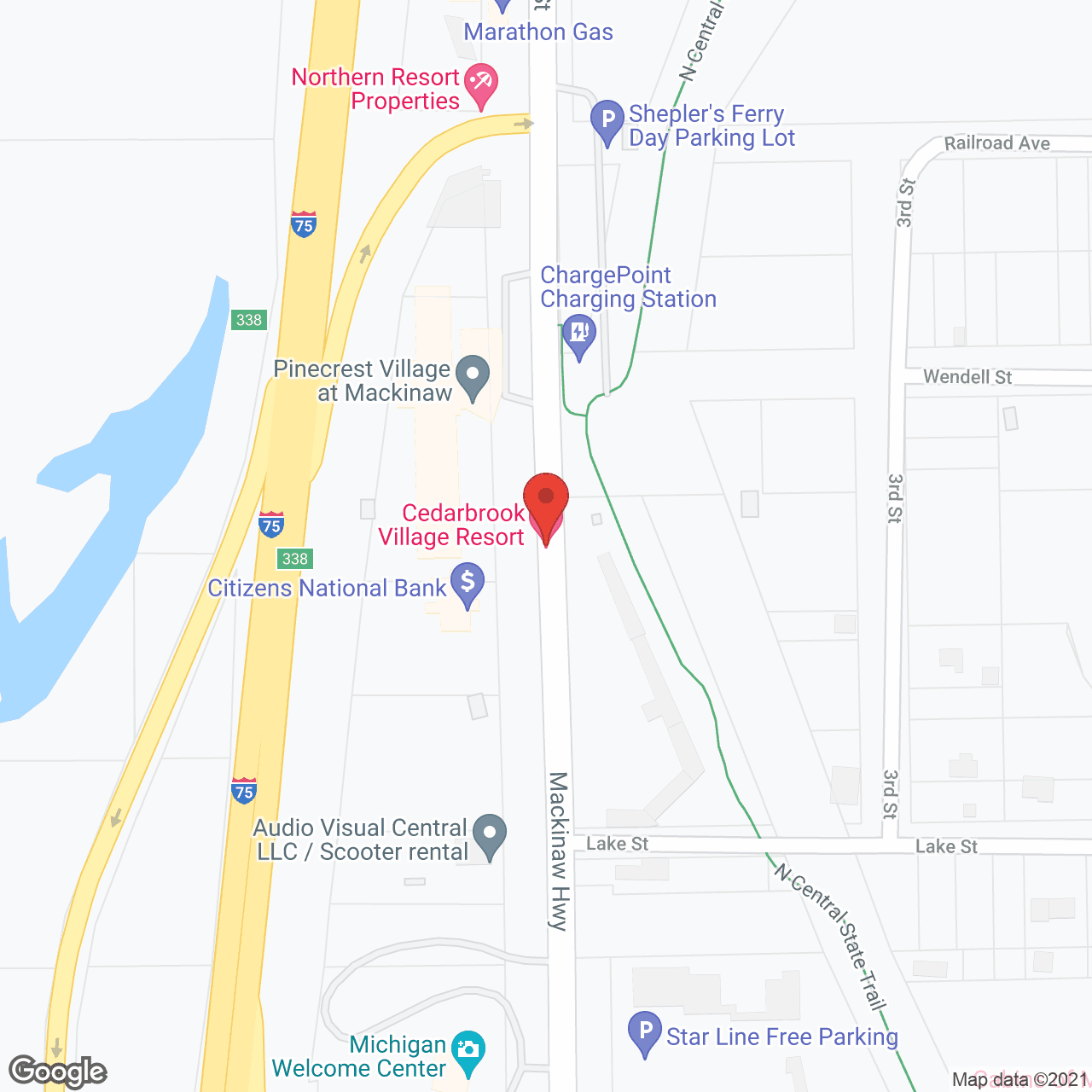 Map of the neighborhood around Pinecrest Village at Mackinaw