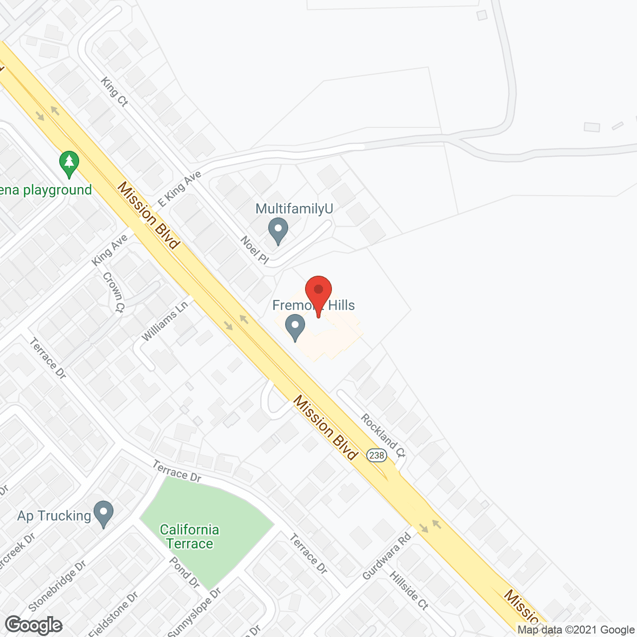 Map of the neighborhood around Fremont Hills