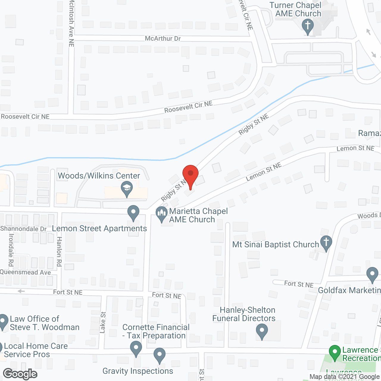 Map of the neighborhood around Aan Center