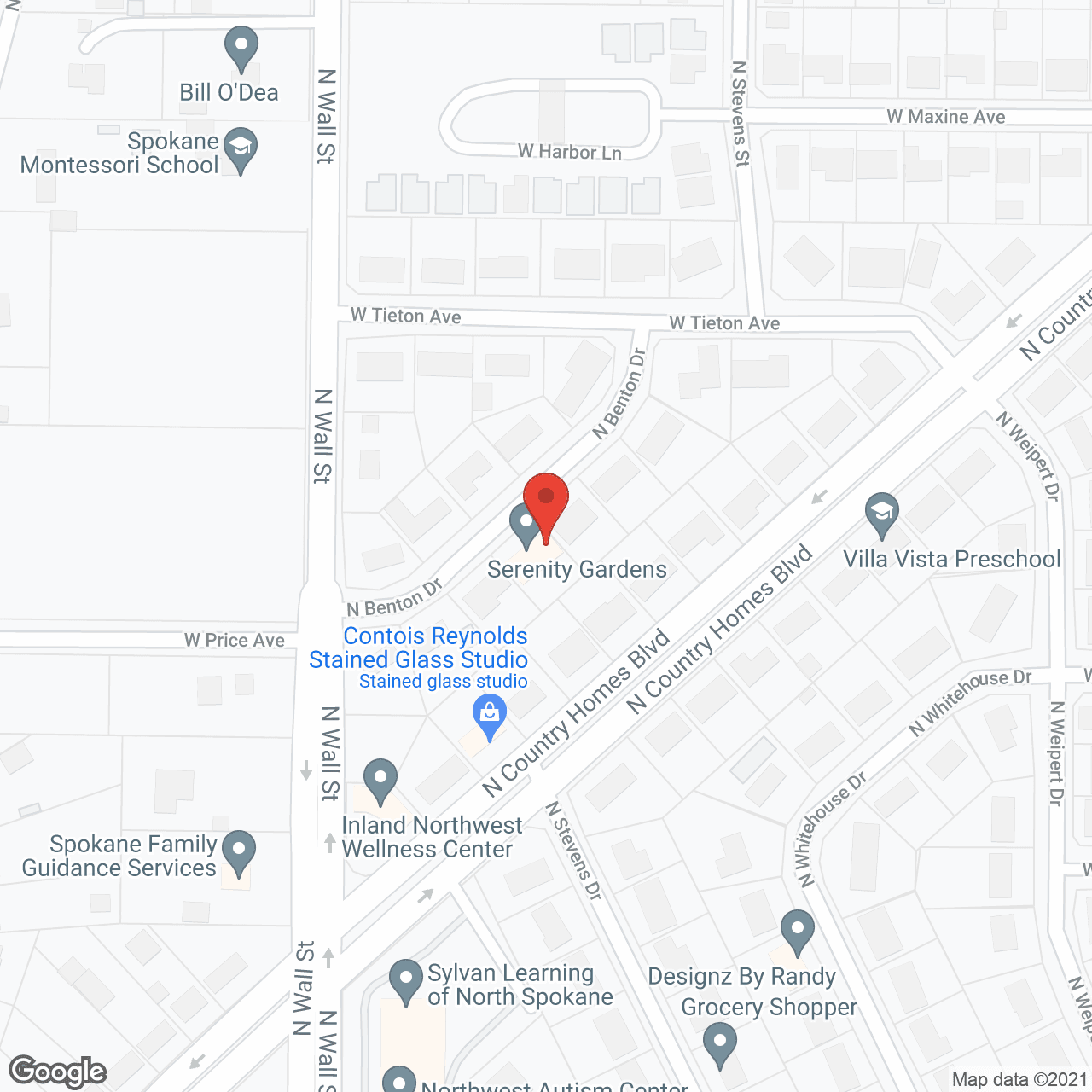 Map of the neighborhood around Serenity Gardens AFH