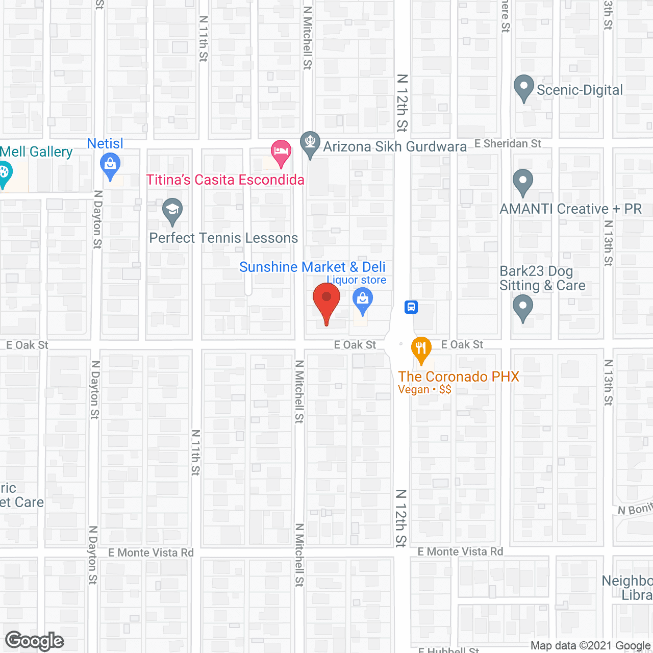 Map of the neighborhood around Mitchell House