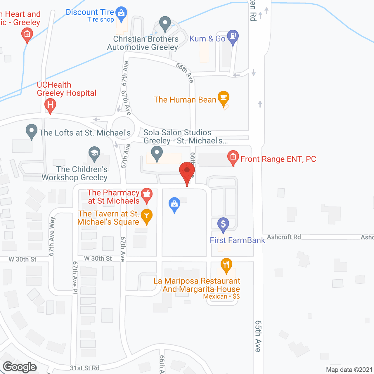 Map of the neighborhood around MeadowView of Greeley