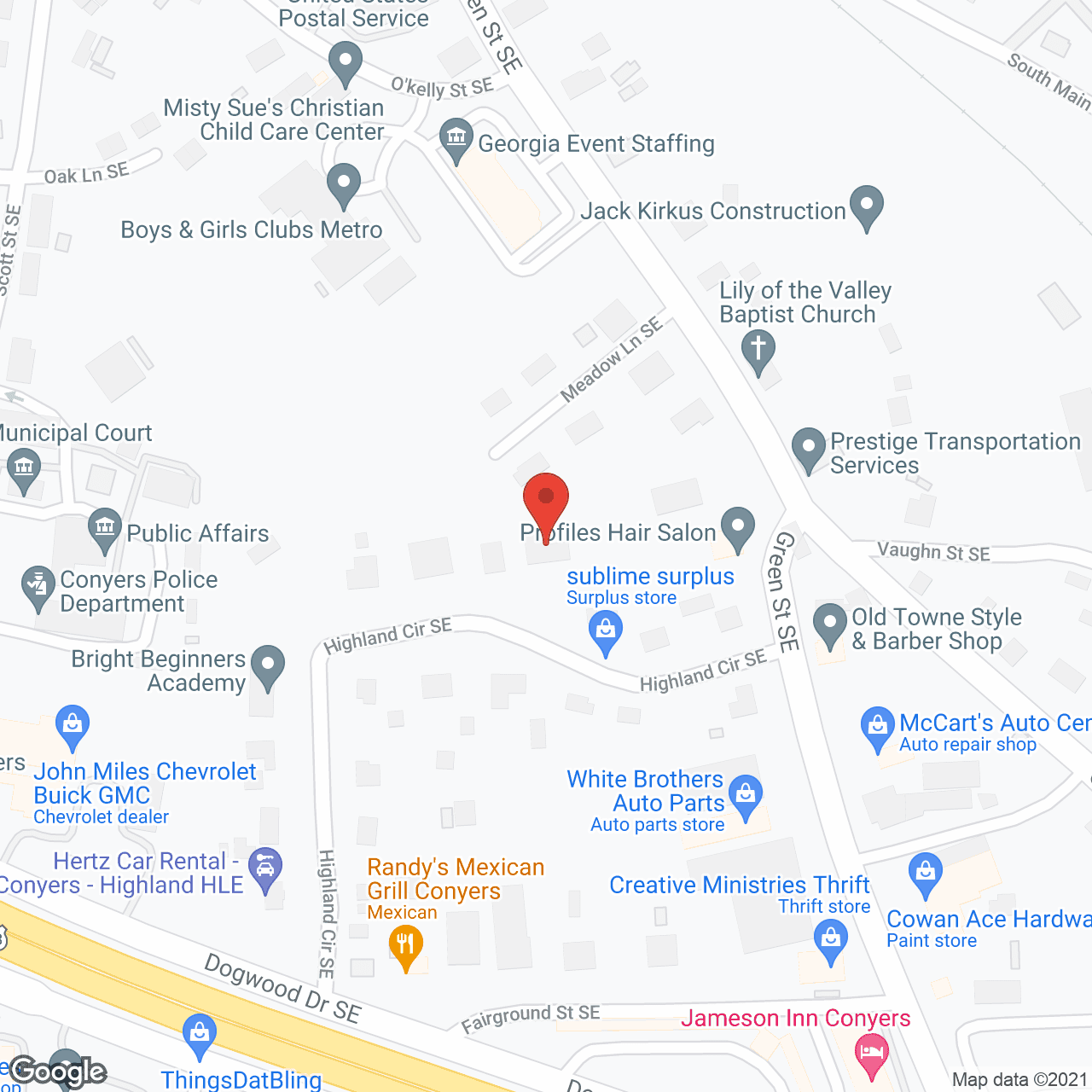 Map of the neighborhood around Highland Circle Personal Care Home