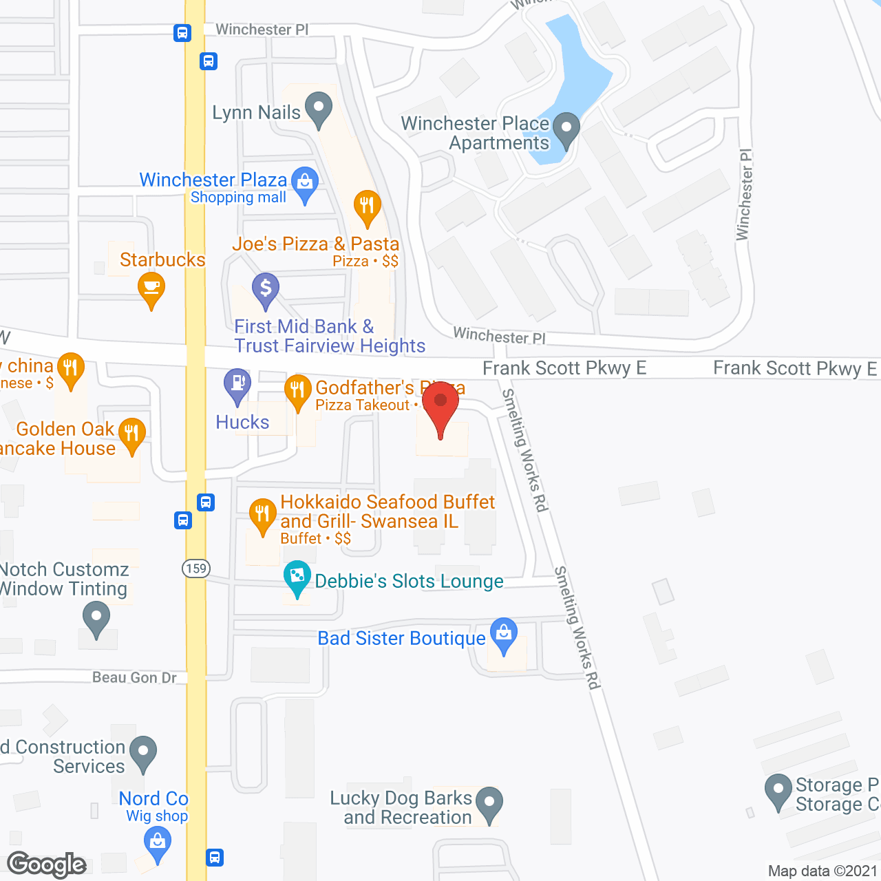 Map of the neighborhood around Grand Manor