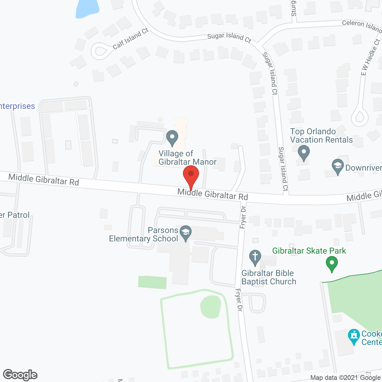 Map of the neighborhood around Gibraltar Manor