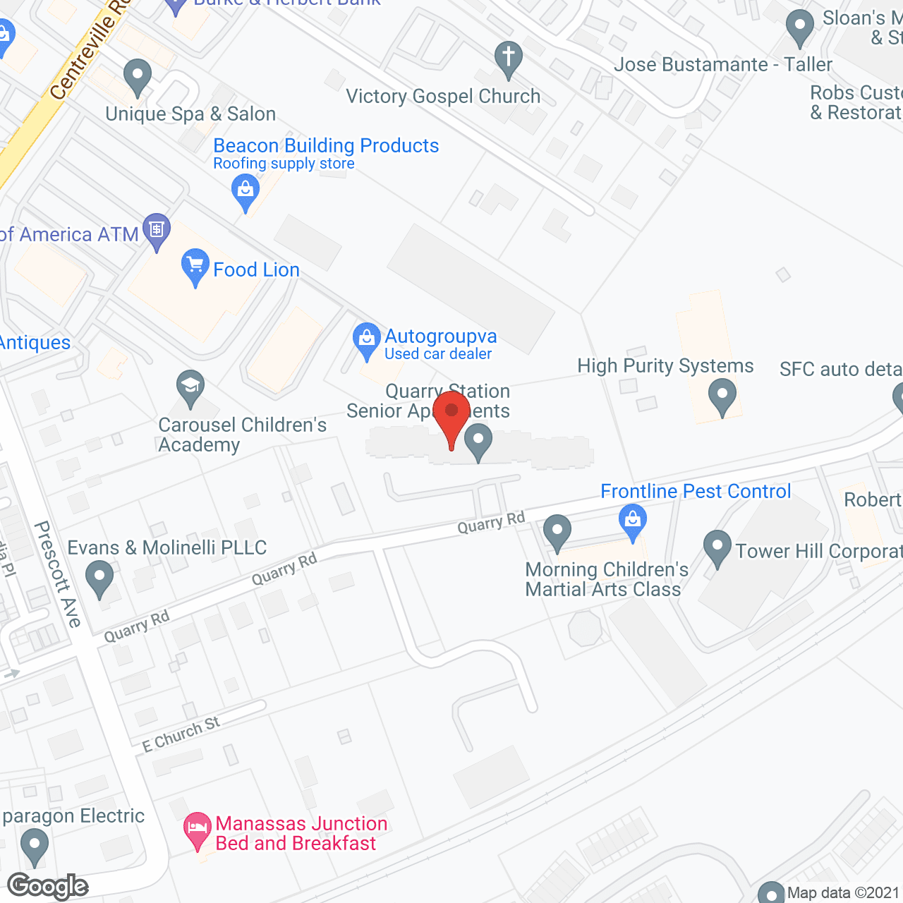 Map of the neighborhood around Quarry Station Senior Apartments