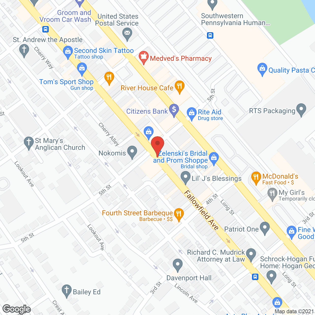 Map of the neighborhood around The Valley House