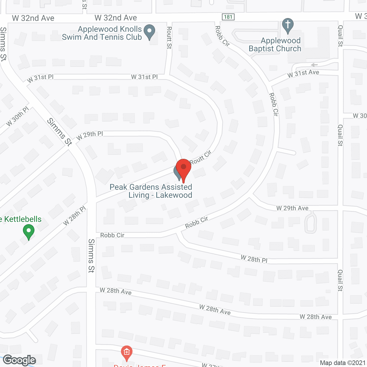 Map of the neighborhood around Peak Gardens Lakewood
