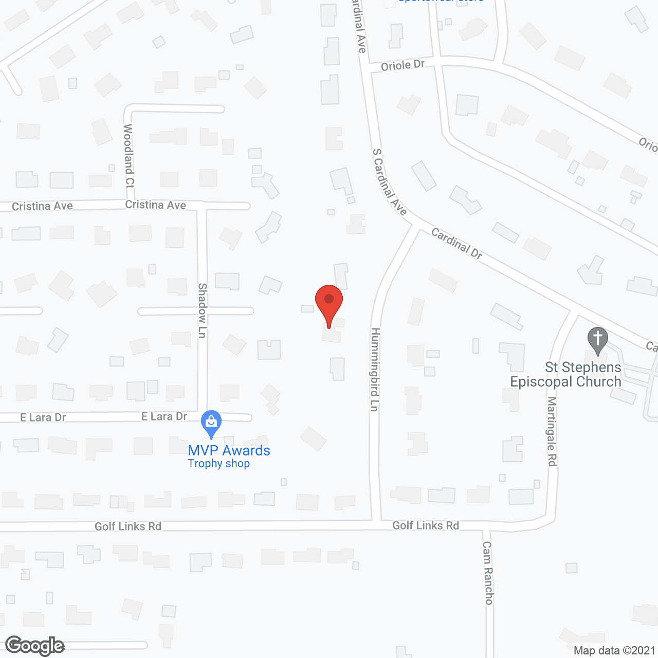 Map of the neighborhood around Hummingbird House