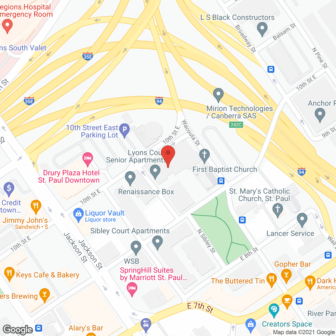 Map of the neighborhood around Lyons Court Senior Apartments
