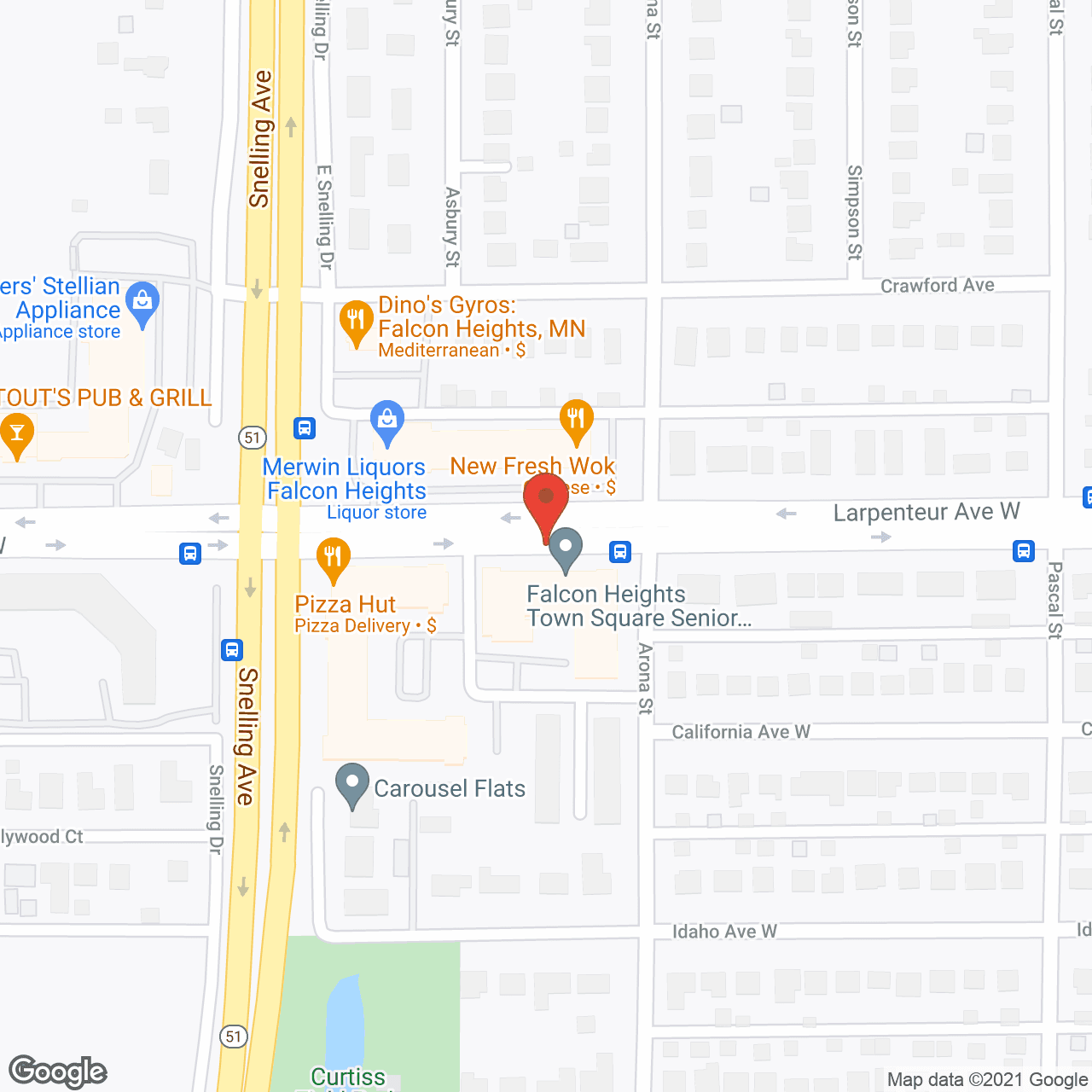 Map of the neighborhood around Falcon Heights Senior Living
