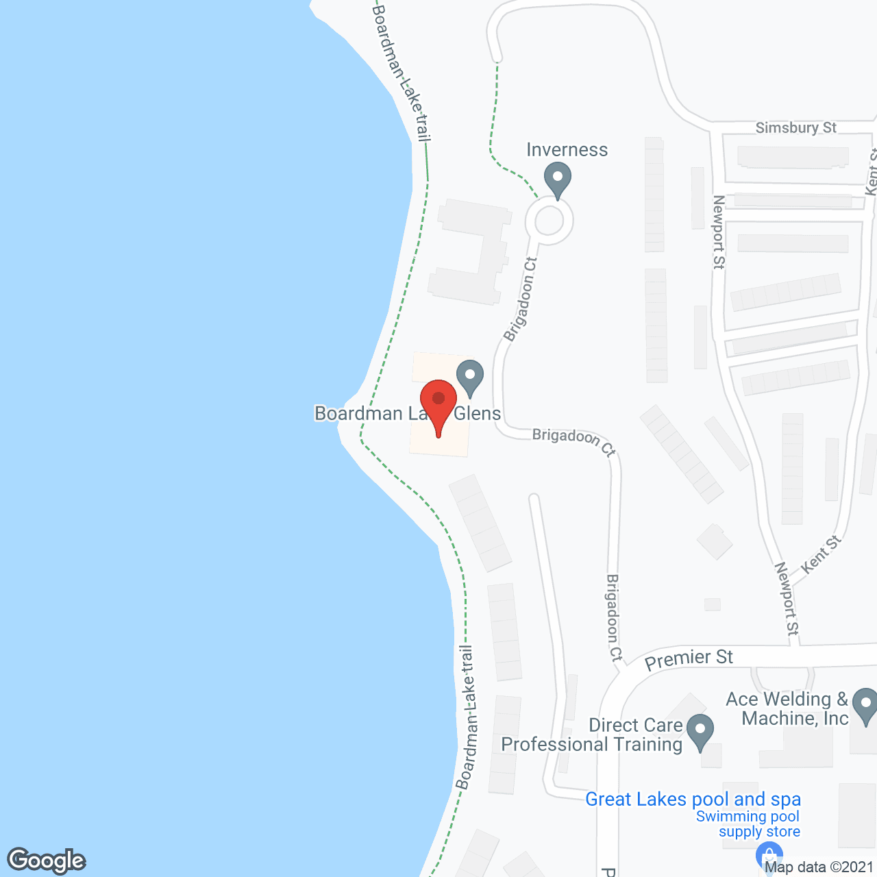 Map of the neighborhood around Boardman Lake Glens