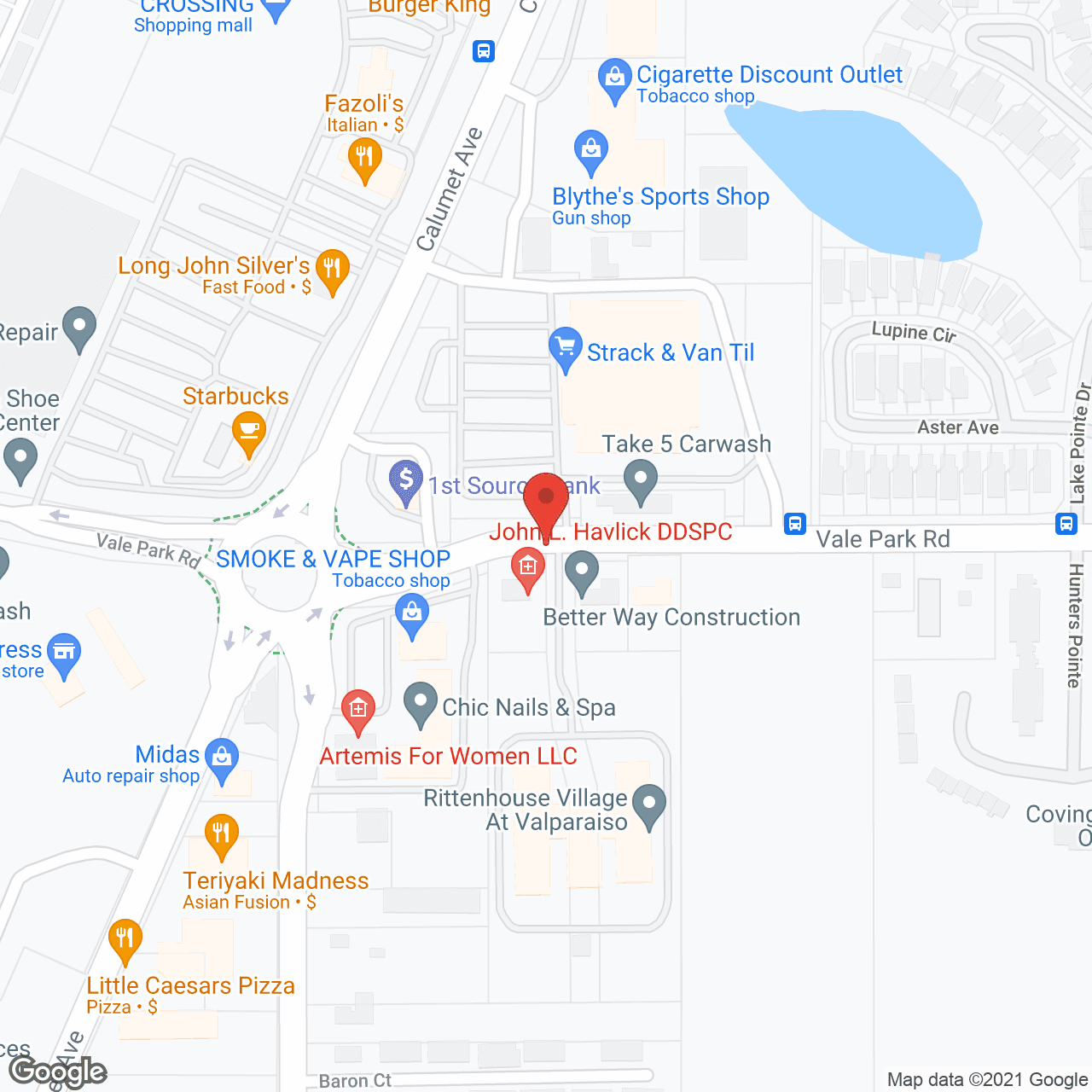 Map of the neighborhood around Aviva Valparaiso