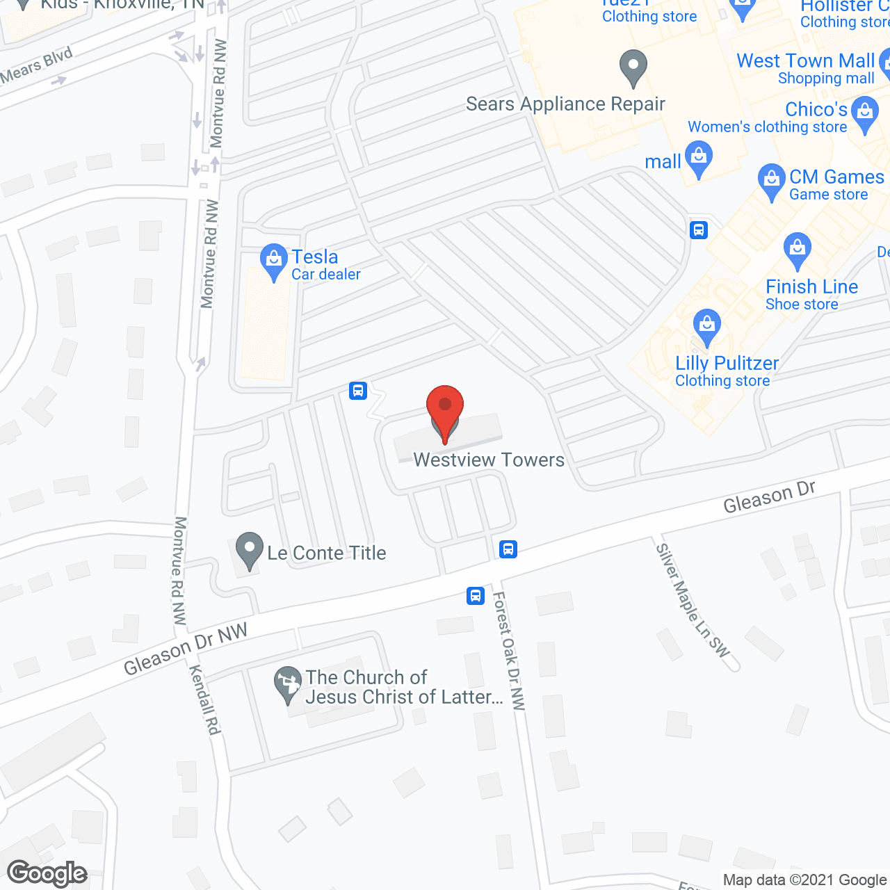 Map of the neighborhood around Westview Tower