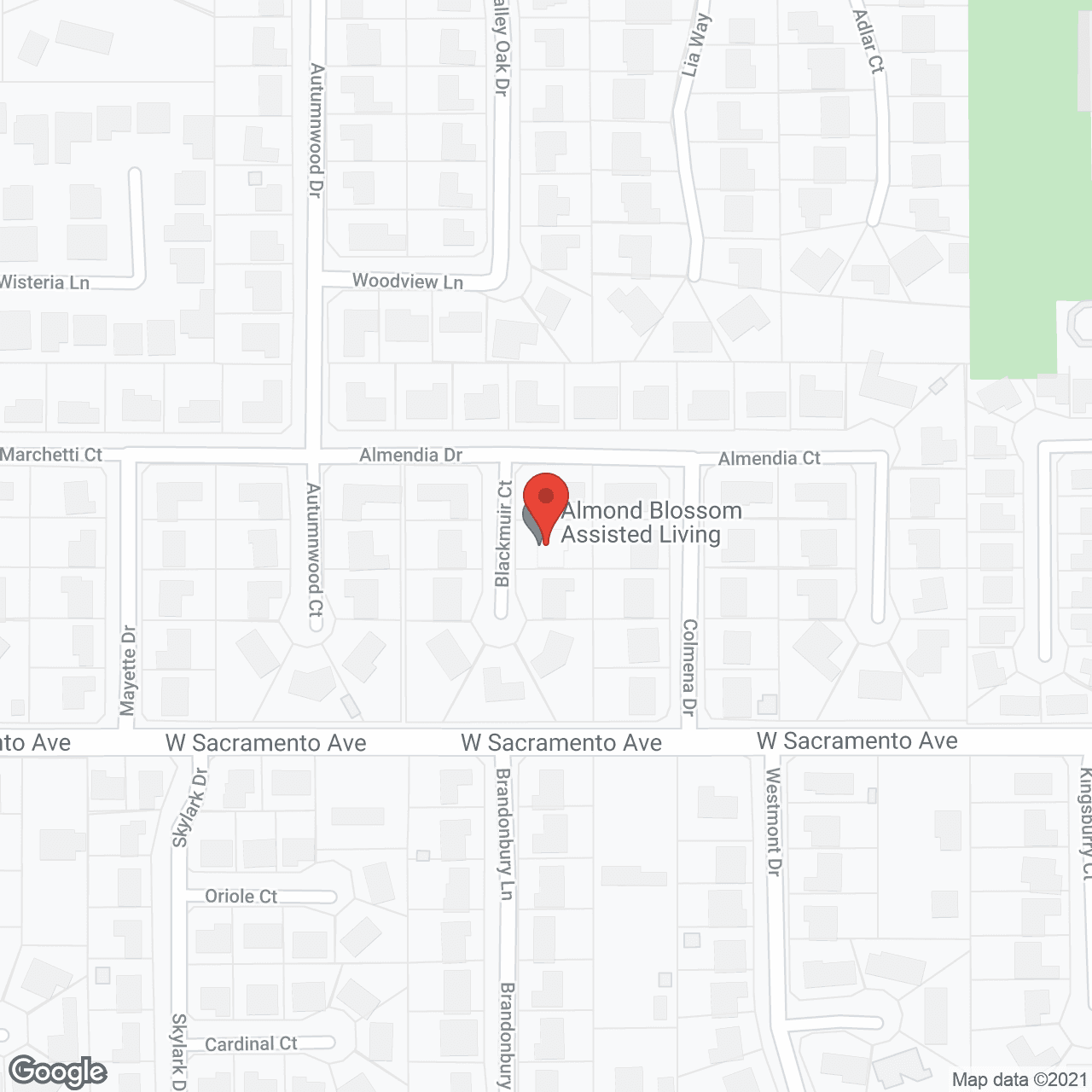 Map of the neighborhood around Almond Blossom Senior Care